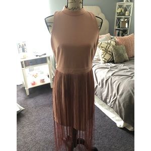 NY&CO Pale Pink Fringe Midi Dress